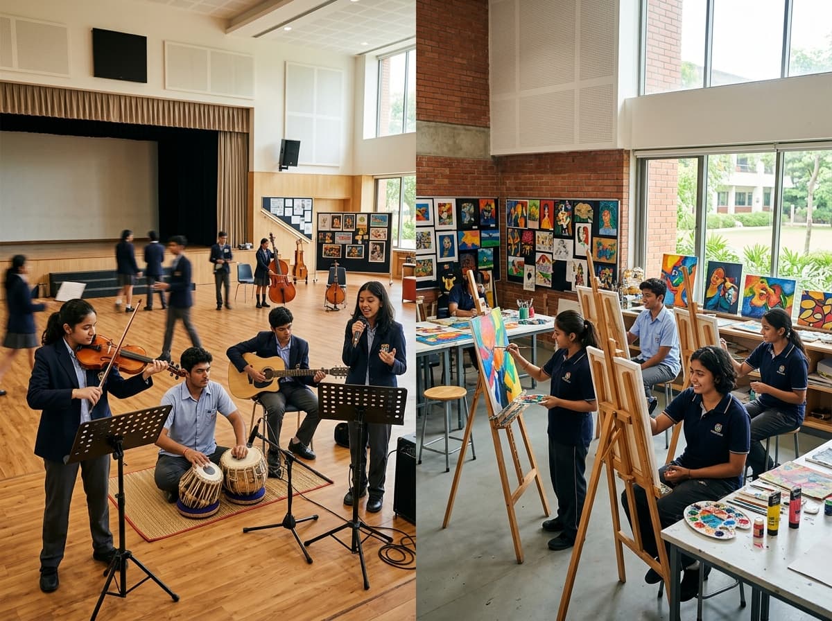 Students taking part in a school arts event
