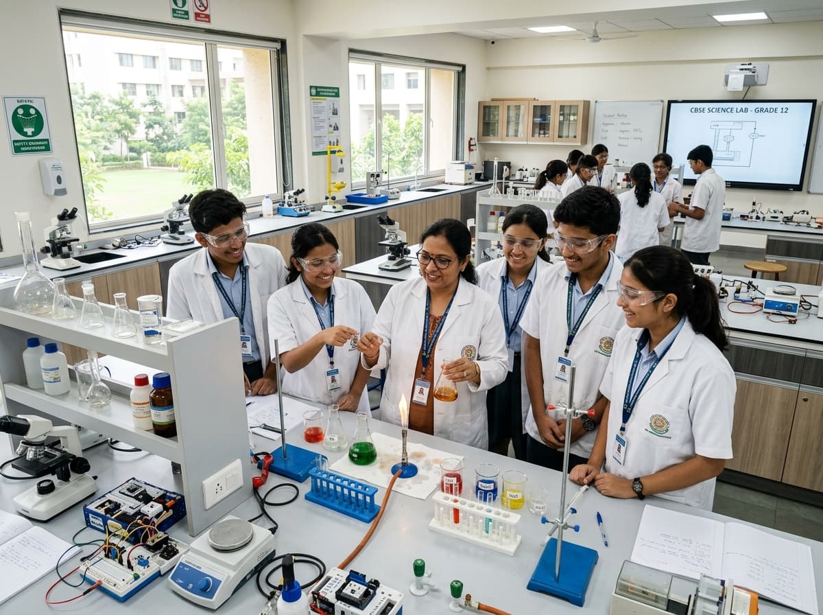 Students exploring science at school